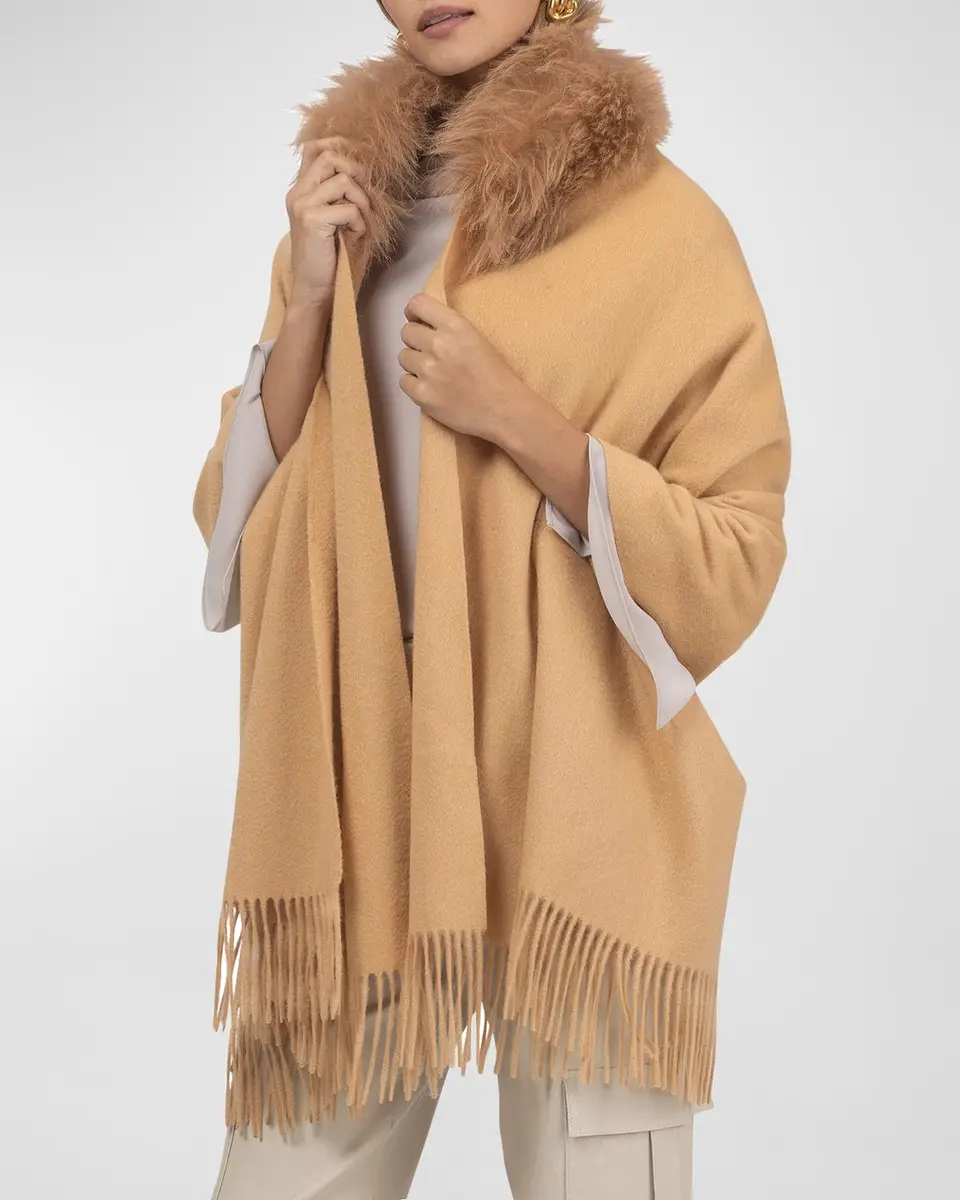 Gorski Cashmere & Lamb Shearling Stole | Thumbnail 4 Gorski Cashmere & Lamb Shearling Stole | Thumbnail 4