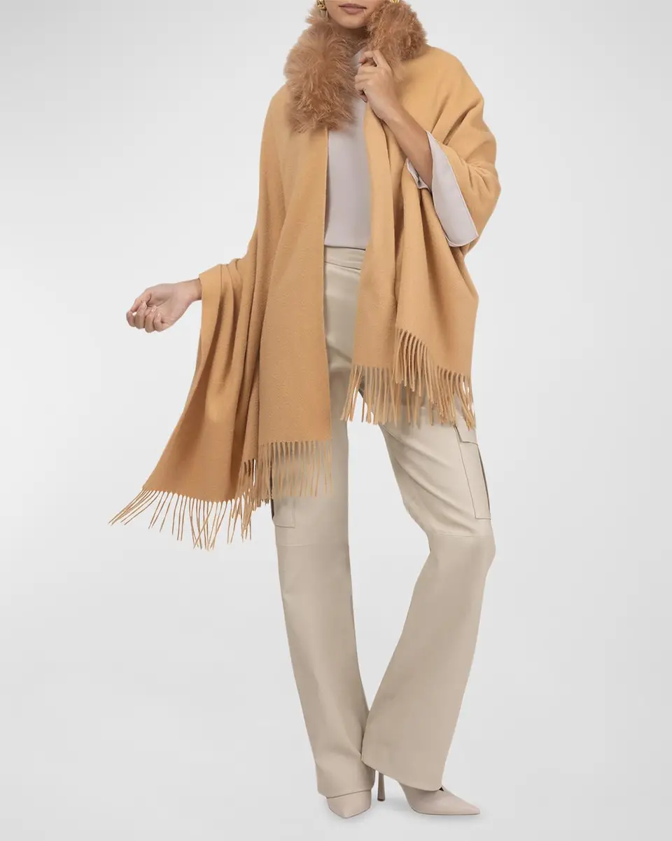 Gorski Cashmere & Lamb Shearling Stole | Thumbnail 6 Gorski Cashmere & Lamb Shearling Stole | Thumbnail 6