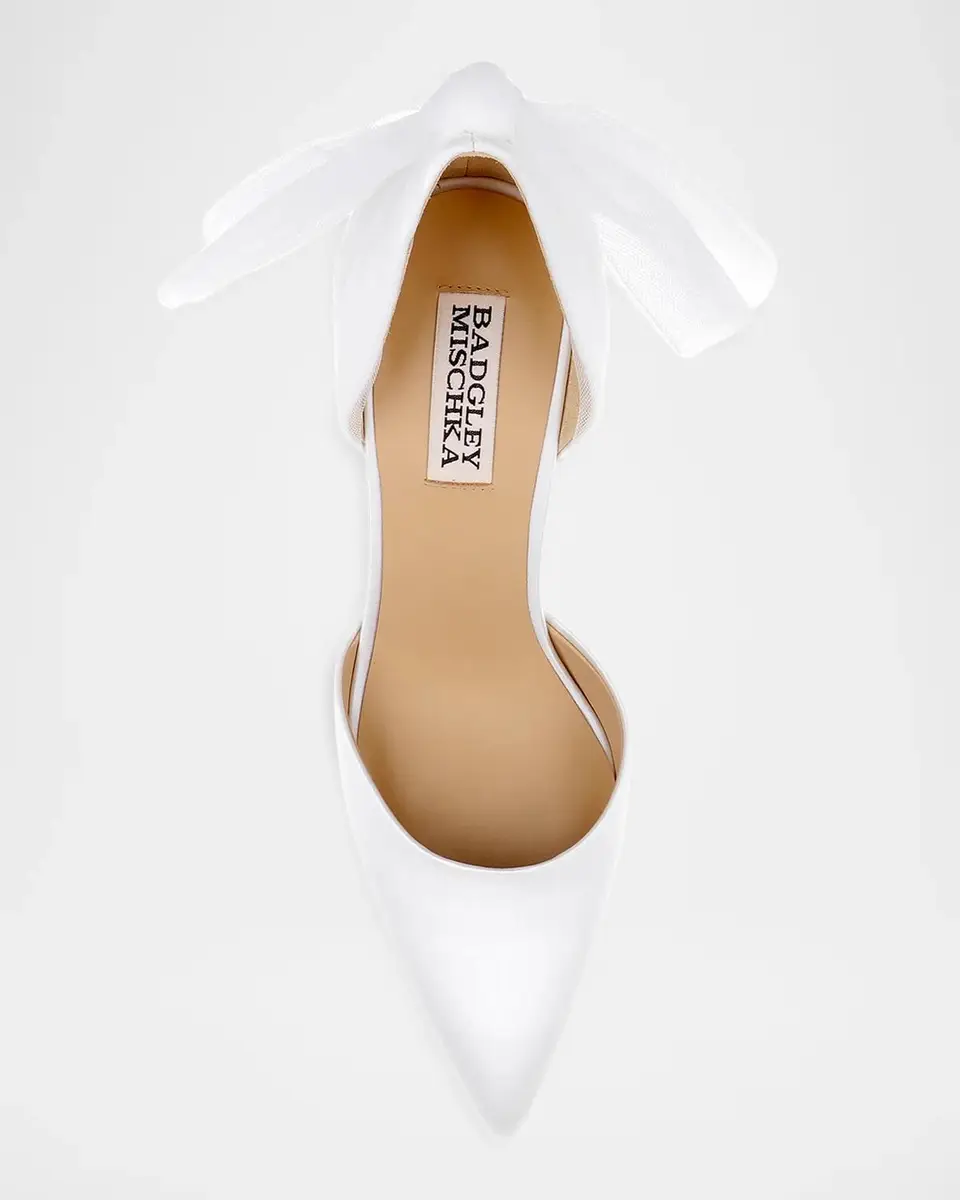 BADGLEY MISCHKA Rosalie 85MM Bow-Detail Satin D 'Orsay Pumps | Thumbnail 3 BADGLEY MISCHKA Rosalie 85MM Bow-Detail Satin D 'Orsay Pumps | Thumbnail 3