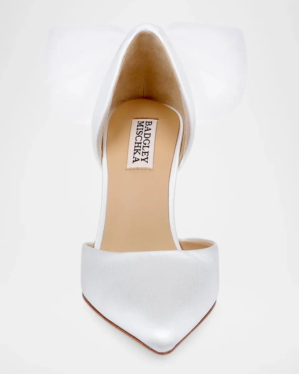 BADGLEY MISCHKA Rosalie 85MM Bow-Detail Satin D 'Orsay Pumps | Thumbnail 4 BADGLEY MISCHKA Rosalie 85MM Bow-Detail Satin D 'Orsay Pumps | Thumbnail 4
