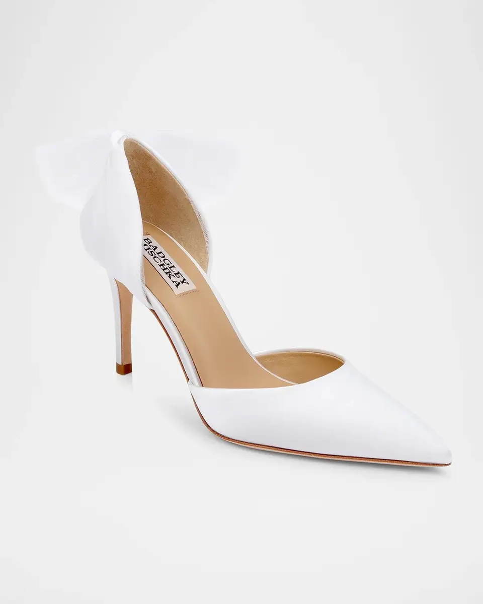 BADGLEY MISCHKA Rosalie 85MM Bow-Detail Satin D 'Orsay Pumps | Thumbnail 5 BADGLEY MISCHKA Rosalie 85MM Bow-Detail Satin D 'Orsay Pumps | Thumbnail 5