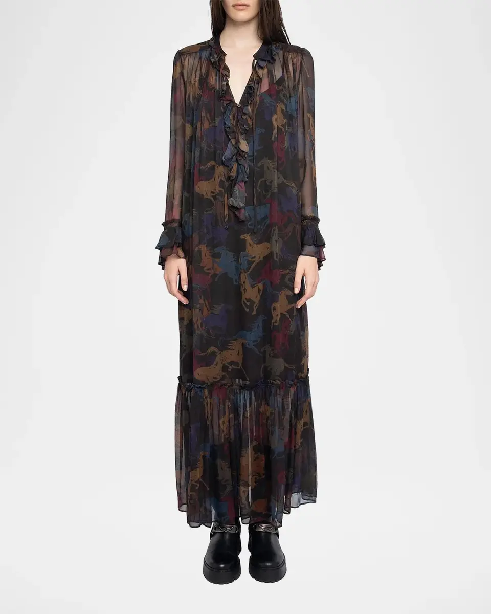 Zadig & Voltaire Ralicel Mousseline Horse-Print Maxi Dress | Thumbnail 2 Zadig & Voltaire Ralicel Mousseline Horse-Print Maxi Dress | Thumbnail 2