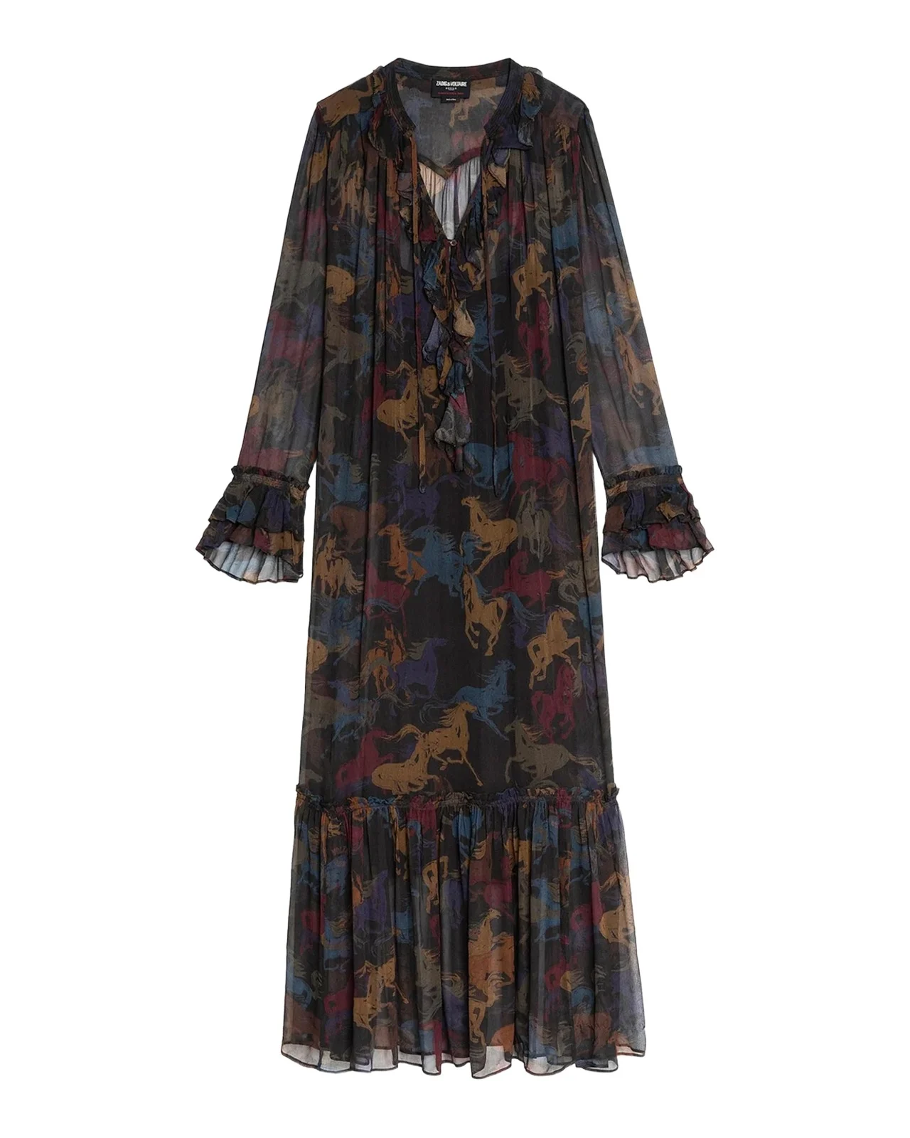 Zadig & Voltaire Ralicel Mousseline Horse-Print Maxi Dress