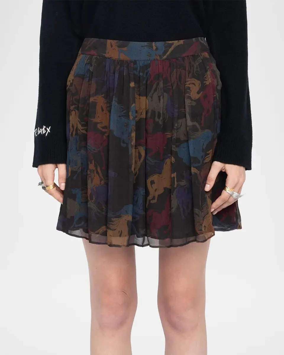 Zadig & Voltaire Jadys Mousseline Horse-Printed A-Line Miniskirt | Thumbnail 4 Zadig & Voltaire Jadys Mousseline Horse-Printed A-Line Miniskirt | Thumbnail 4