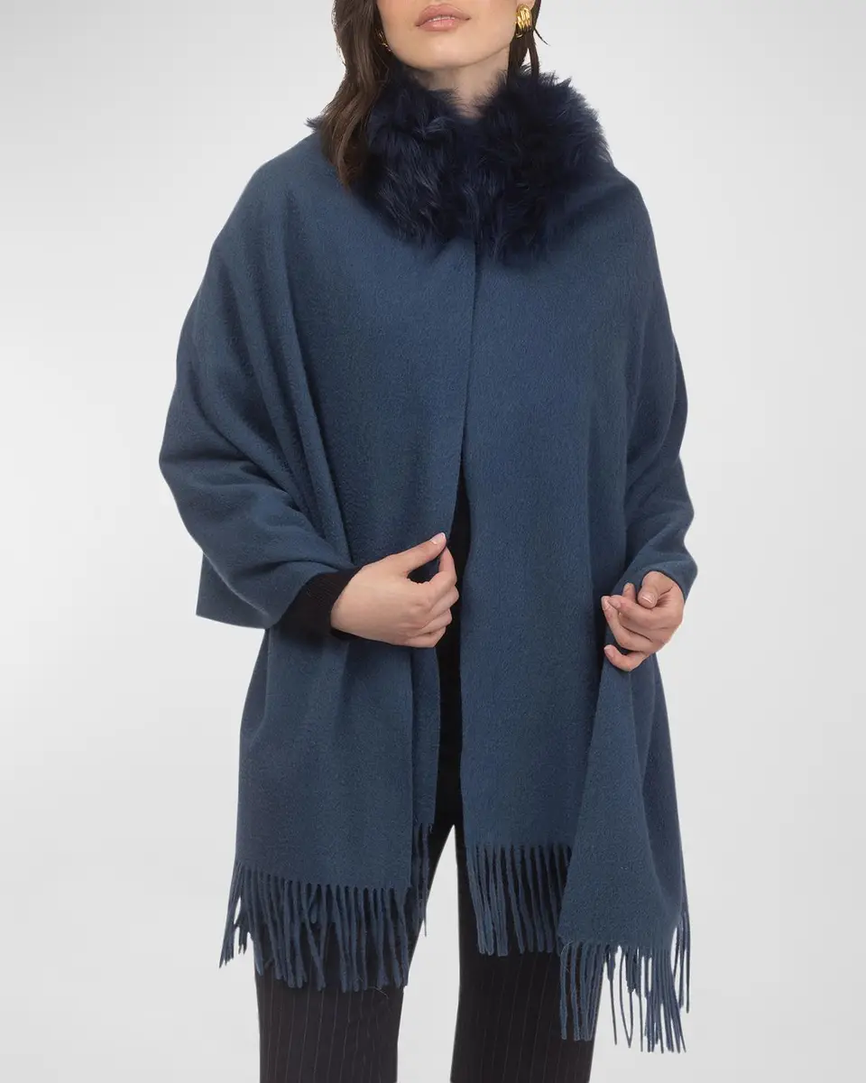 Gorski Cashmere & Lamb Shearling Stole | Thumbnail 4 Gorski Cashmere & Lamb Shearling Stole | Thumbnail 4