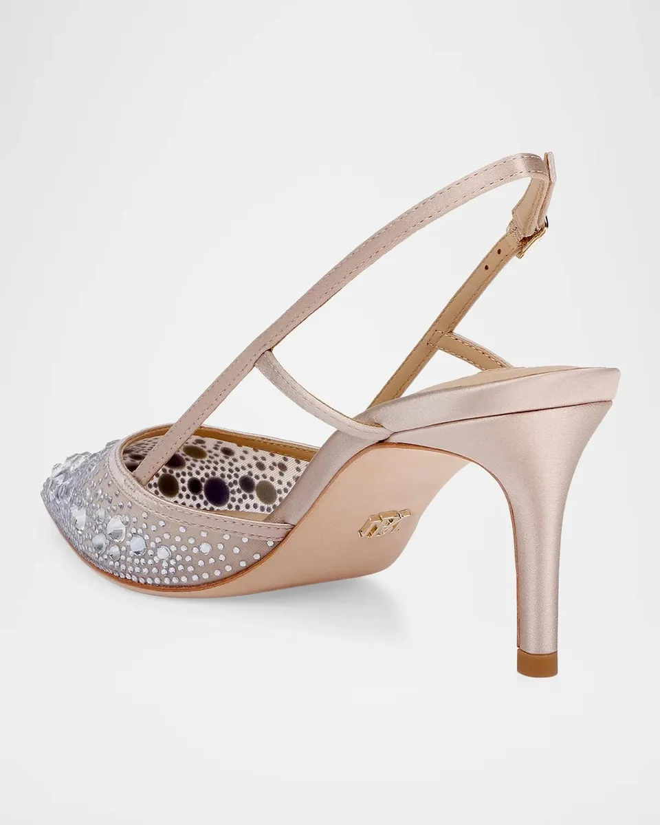 BADGLEY MISCHKA Reem 65MM Crystal-Embellished Mesh Pumps | Thumbnail 2