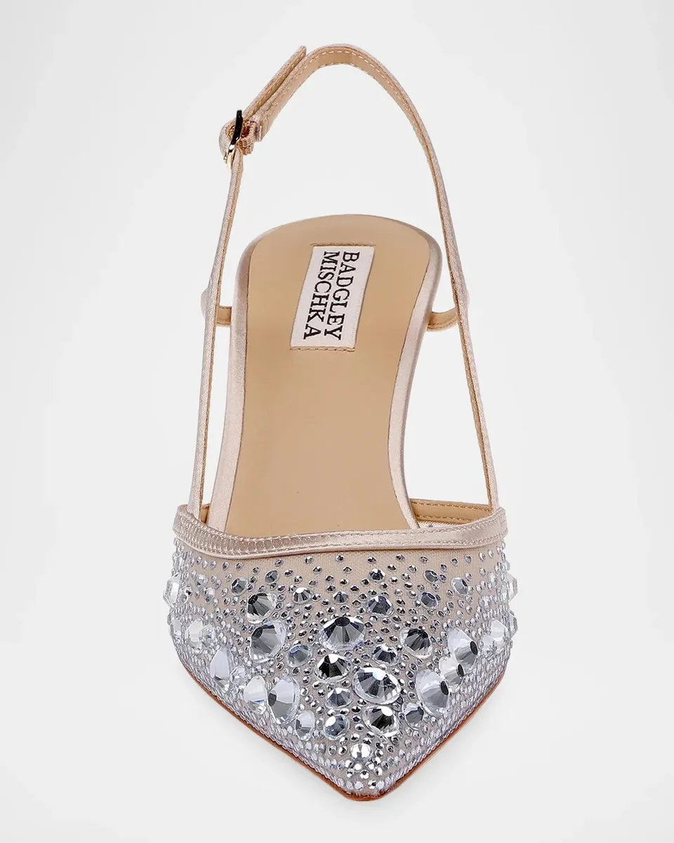 BADGLEY MISCHKA Reem 65MM Crystal-Embellished Mesh Pumps | Thumbnail 4