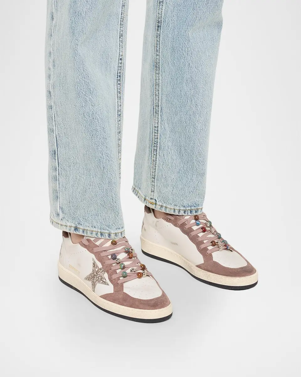 Golden Goose Ball Star Mixed Leather Glitter Low-Top Sneakers | Thumbnail 2 Golden Goose Ball Star Mixed Leather Glitter Low-Top Sneakers | Thumbnail 2