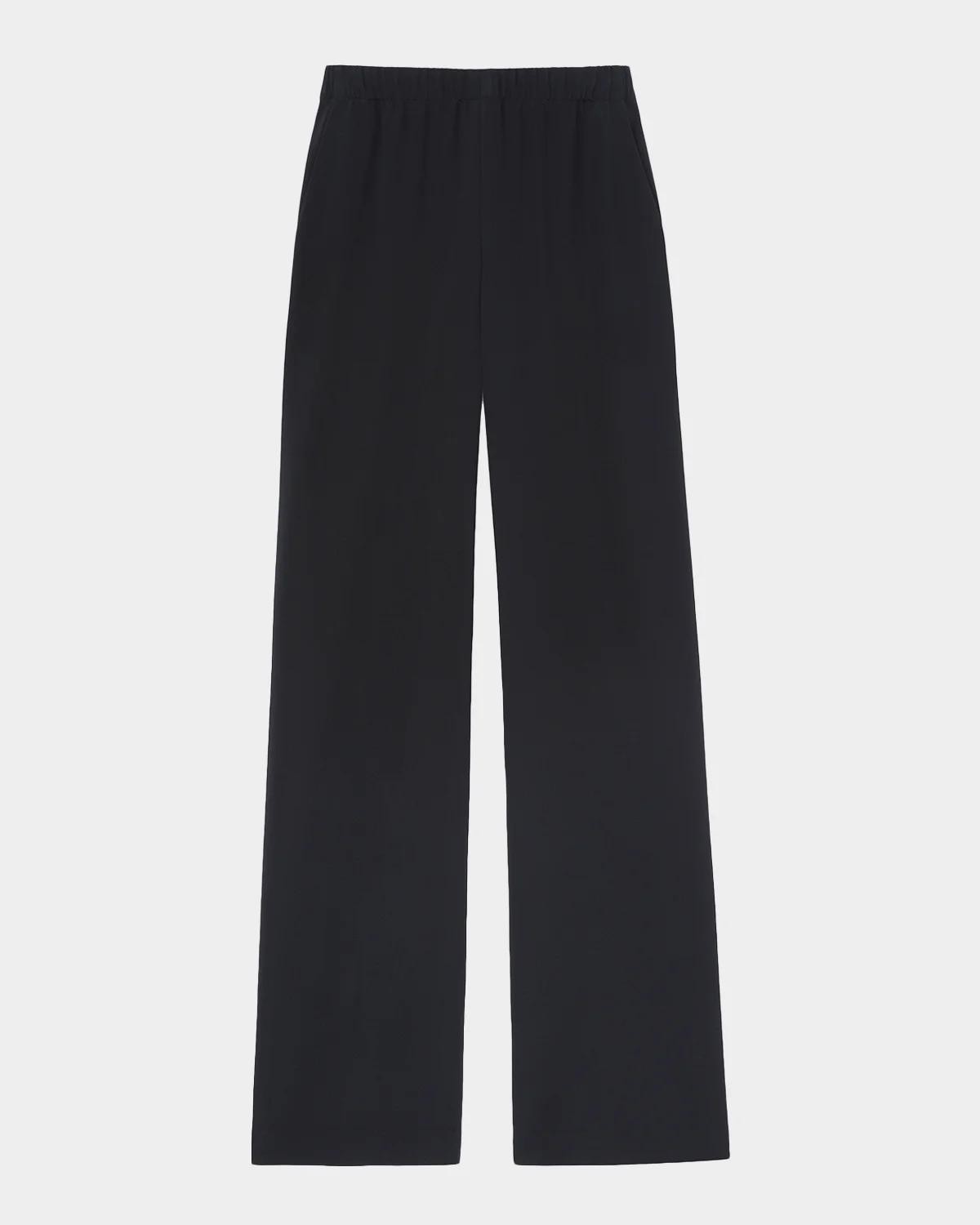Lafayette 148 New York Organic Silk Crepe Straight-Leg Pull-On Pants