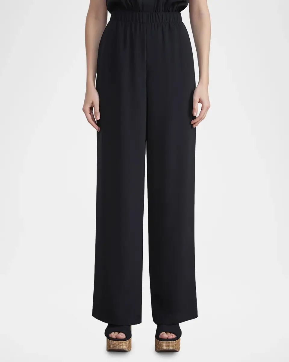 Lafayette 148 New York Organic Silk Crepe Straight-Leg Pull-On Pants | Thumbnail 2 Lafayette 148 New York Organic Silk Crepe Straight-Leg Pull-On Pants | Thumbnail 2