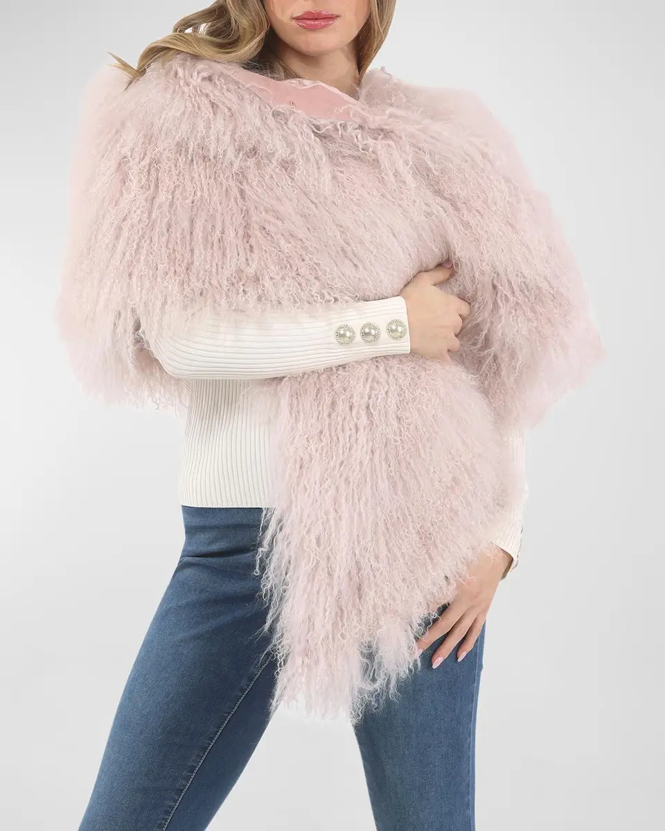 Gorski Select Mongolian Lamb Shearling Shawl | Thumbnail 6