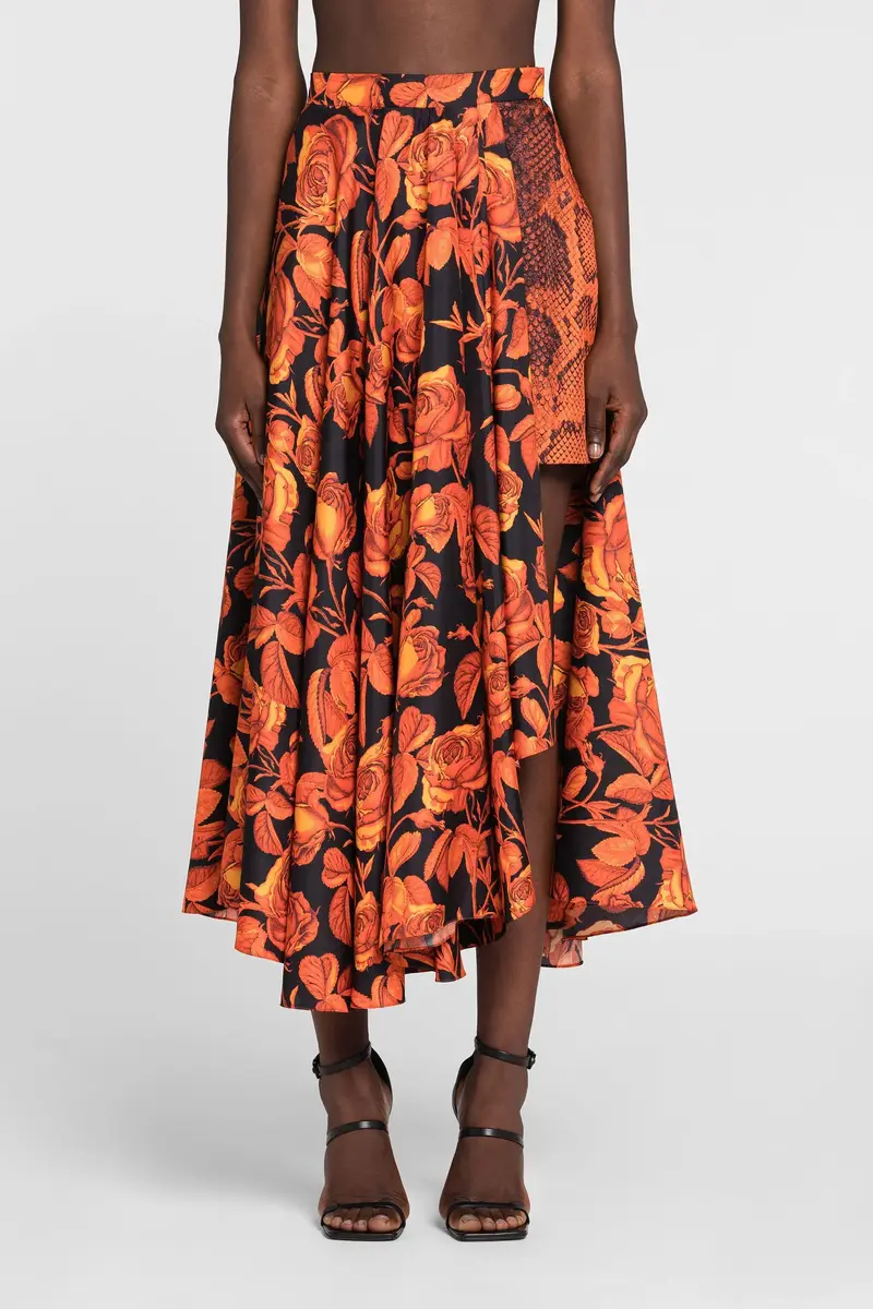 Roberto Cavalli Rose And Python-Print Asymmetric Skirt | Thumbnail 3 Roberto Cavalli Rose And Python-Print Asymmetric Skirt | Thumbnail 3