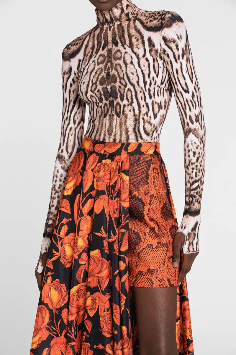 Roberto Cavalli Rose And Python-Print Asymmetric Skirt | Thumbnail 5 Roberto Cavalli Rose And Python-Print Asymmetric Skirt | Thumbnail 5