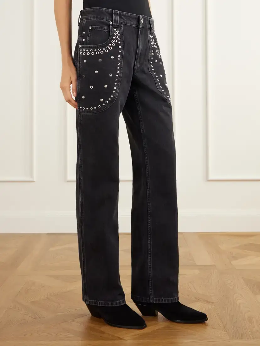 Marant Étoile Silka Studded Mid-rise Straight-leg Jeans | Thumbnail 3