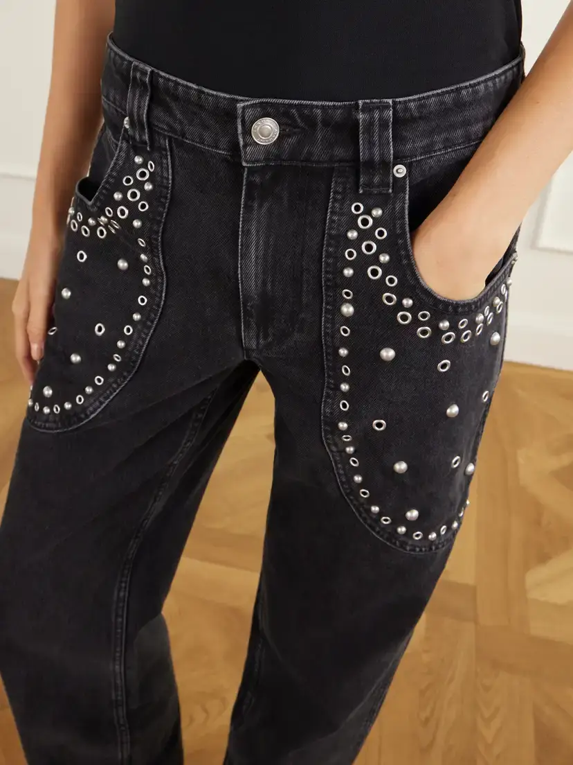 Marant Étoile Silka Studded Mid-rise Straight-leg Jeans | Thumbnail 5