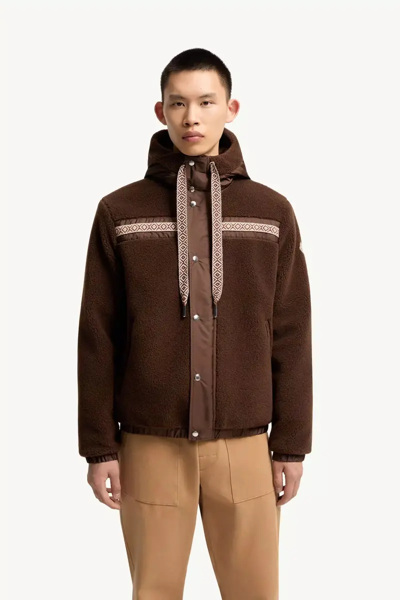 Moncler Geometric Trim Teddy Zip-up Hoodie | Thumbnail 5