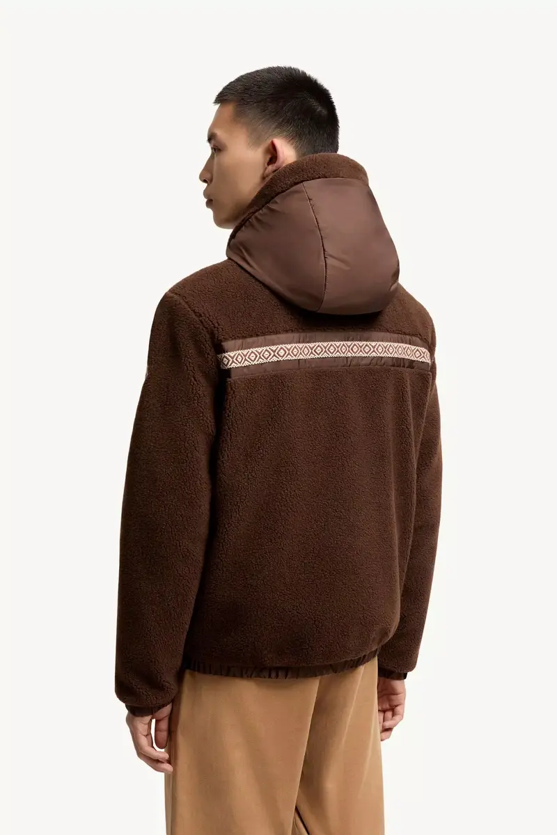 Moncler Geometric Trim Teddy Zip-up Hoodie | Thumbnail 6