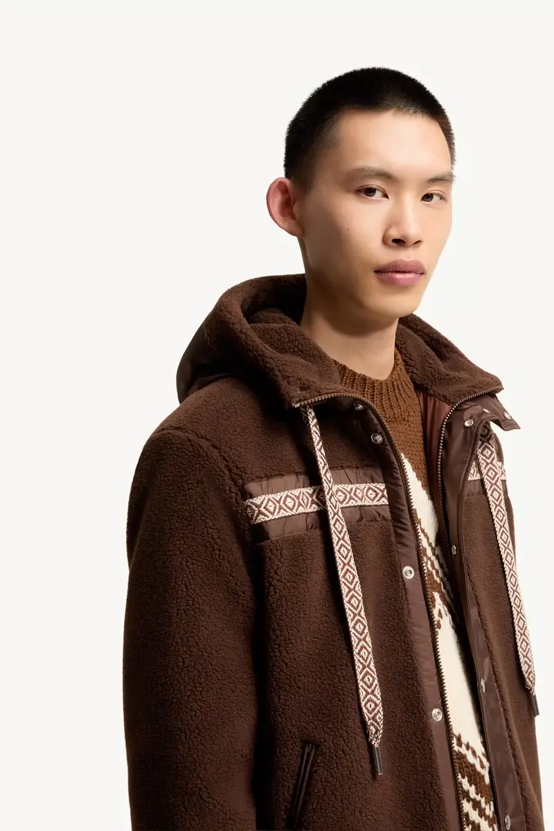 Moncler Geometric Trim Teddy Zip-up Hoodie | Thumbnail 7