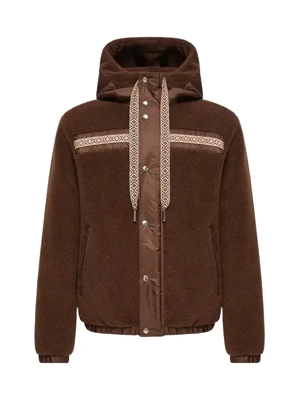 Geometric Trim Teddy Zip-up Hoodie Geometric Trim Teddy Zip-up Hoodie