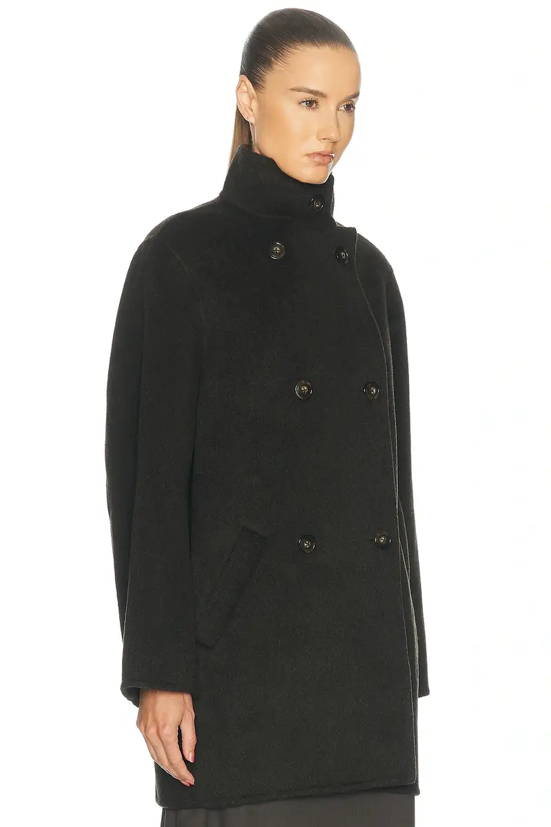 Loulou de Saison Olmo High-neck Double Breasted Coat | Thumbnail 3 Loulou de Saison Olmo High-neck Double Breasted Coat | Thumbnail 3