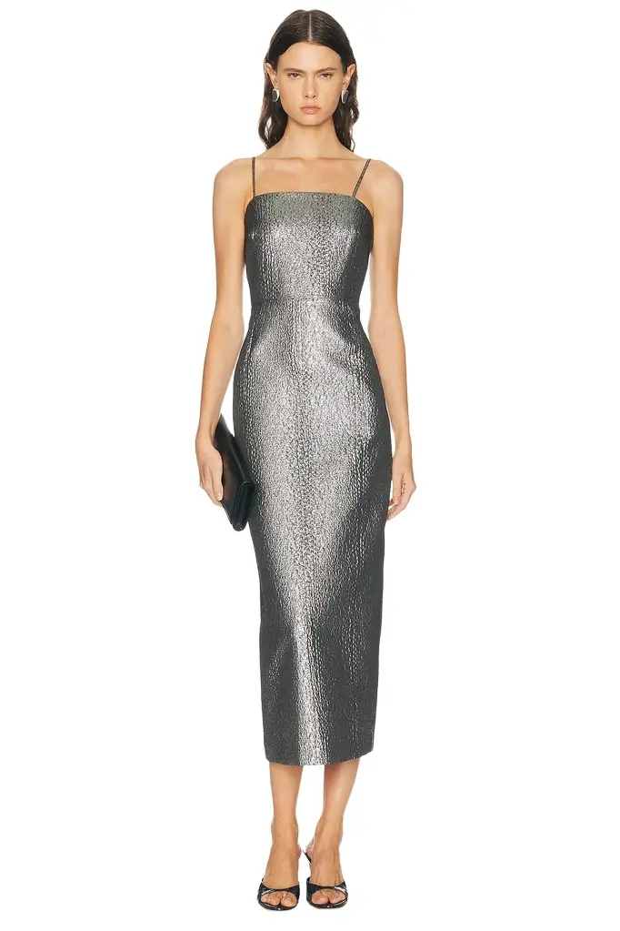 SIMONMILLER Verdelle Metallic Midi Dress