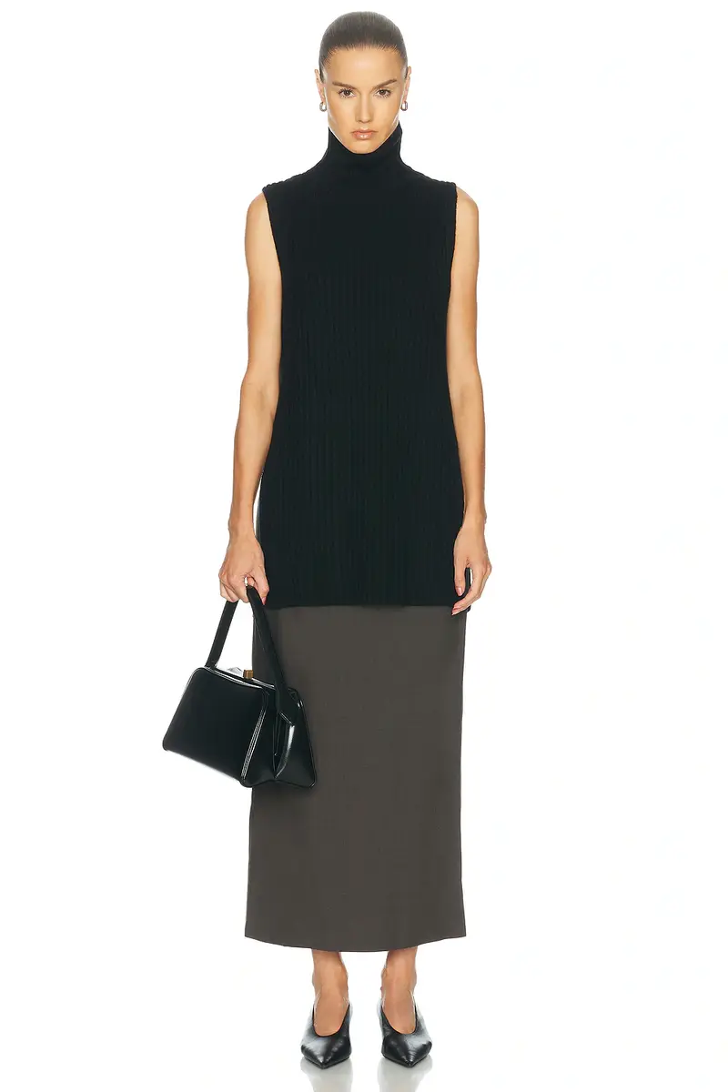 Loulou de Saison Becca High Neck Sweater Vest With Side Slits | Thumbnail 4 Loulou de Saison Becca High Neck Sweater Vest With Side Slits | Thumbnail 4