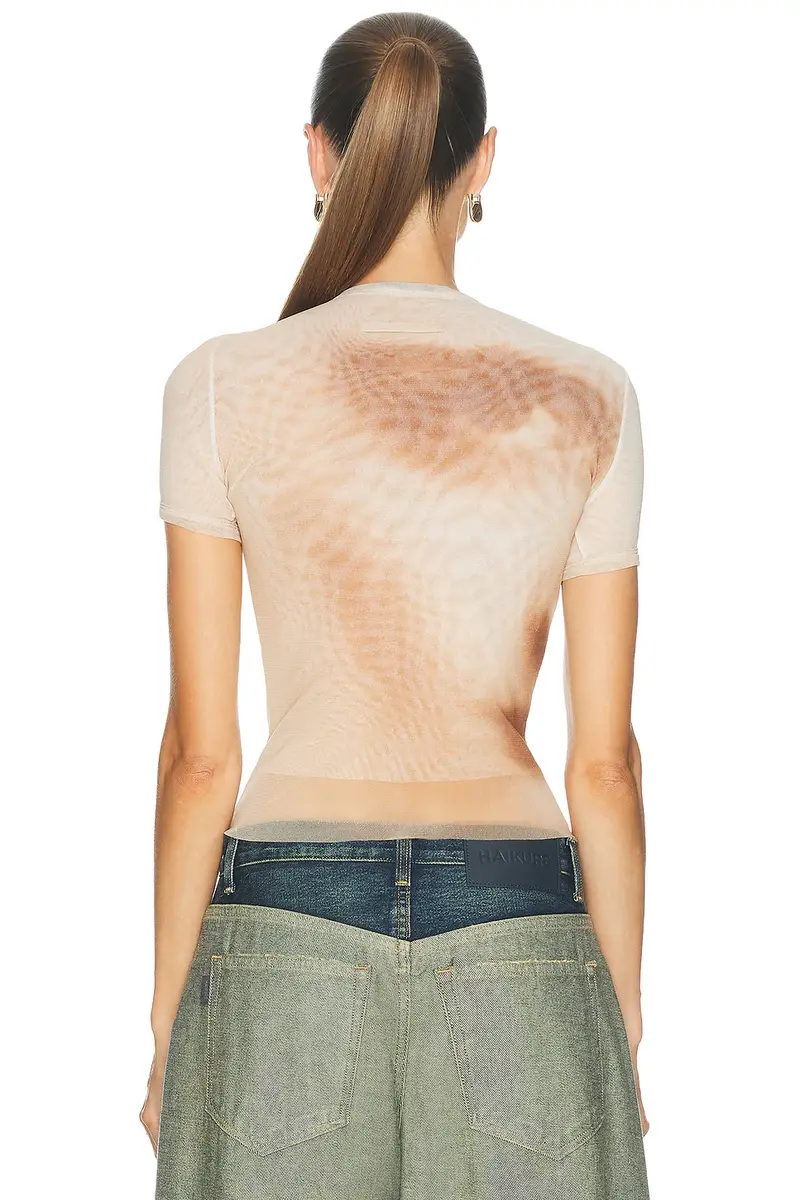 Jean Paul Gaultier Mesh Printed Face Baby Tee | Thumbnail 3 Jean Paul Gaultier Mesh Printed Face Baby Tee | Thumbnail 3