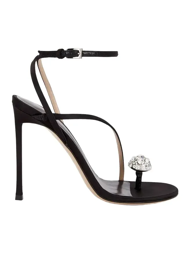 Tom Ford Satin & Crystal Stones Ankle Strap Sandal