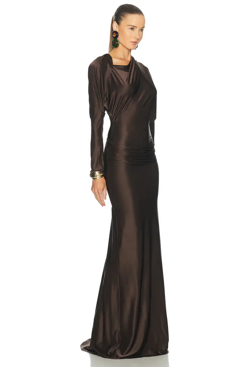 Burc Akyol Draped Jersey Caryatid Dress | Thumbnail 2 Burc Akyol Draped Jersey Caryatid Dress | Thumbnail 2