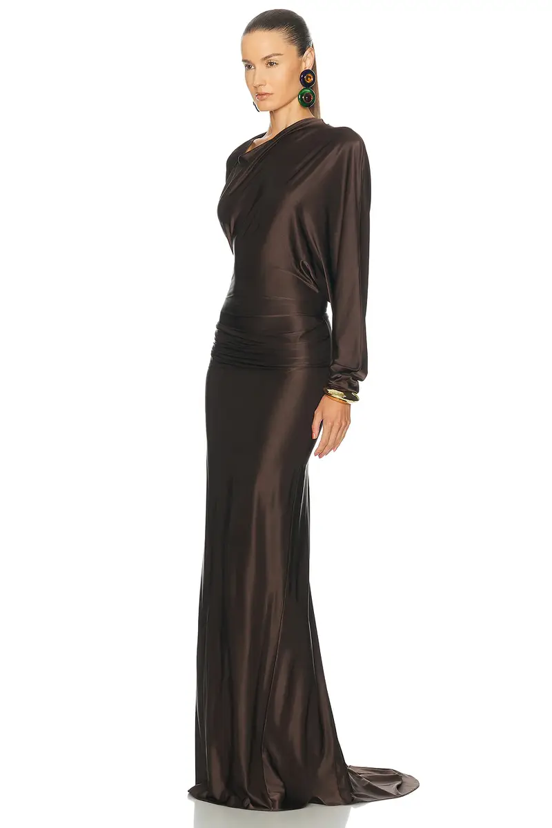 Burc Akyol Draped Jersey Caryatid Dress | Thumbnail 3 Burc Akyol Draped Jersey Caryatid Dress | Thumbnail 3