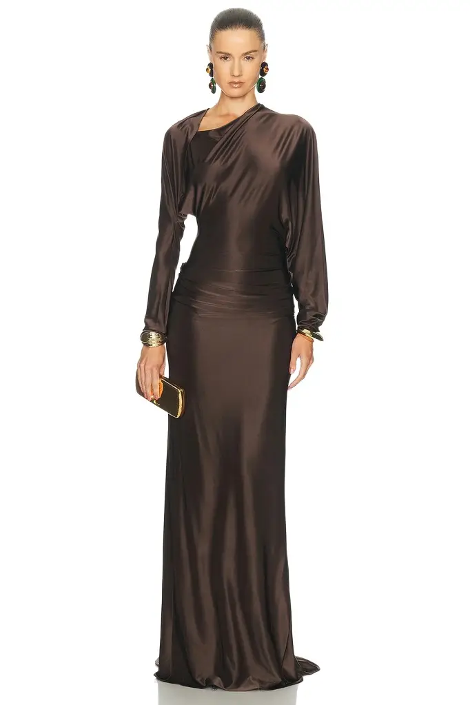 Burc Akyol Draped Jersey Caryatid Dress