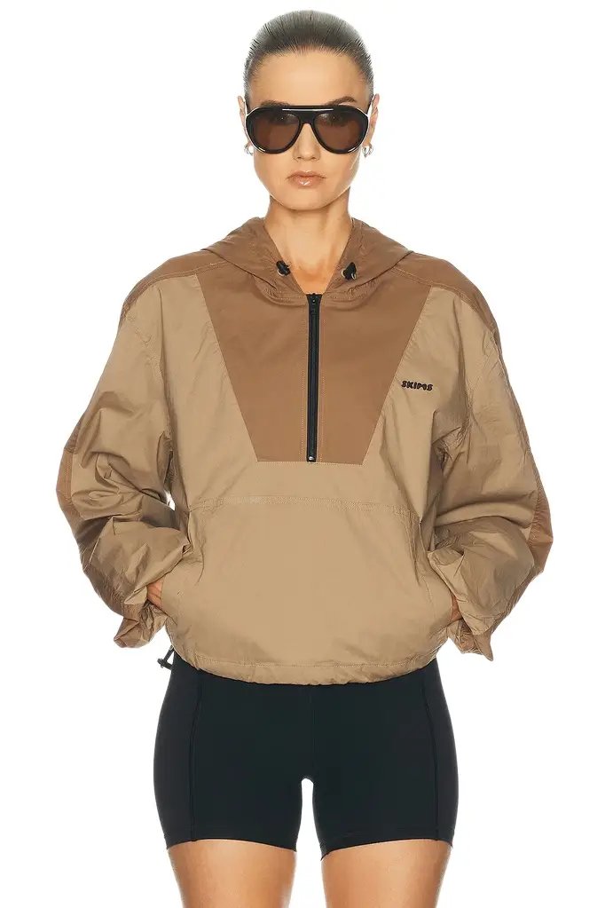 Skims Woven Cotton Half Zip Jacket