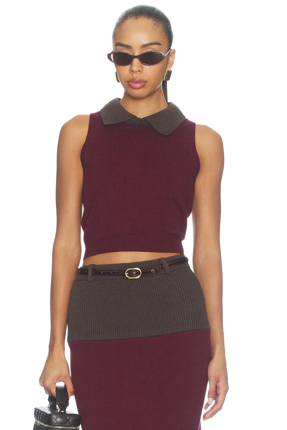 Matthew Bruch Combo Collar Cropped Tank Top