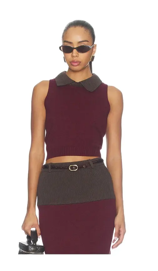 Matthew Bruch Combo Collar Cropped Tank Top