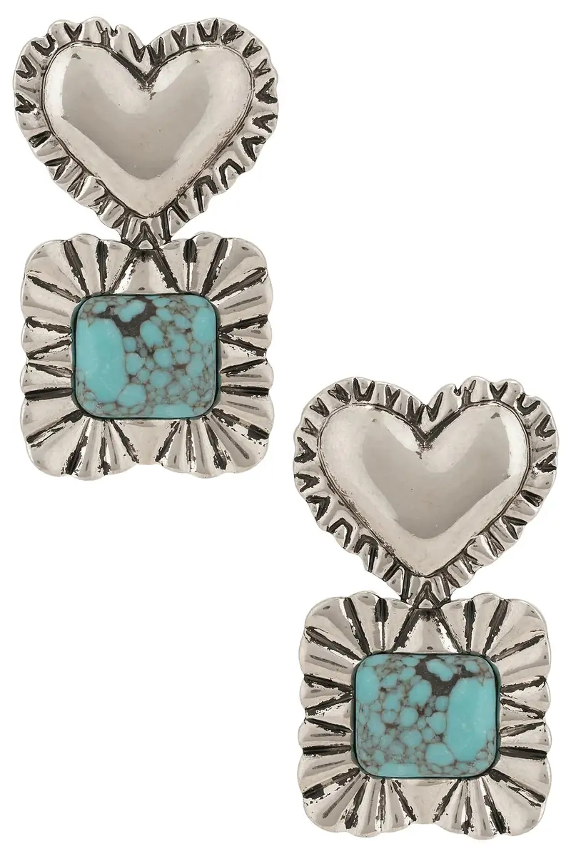 Ruffle Heart Stone Earrings Ruffle Heart Stone Earrings