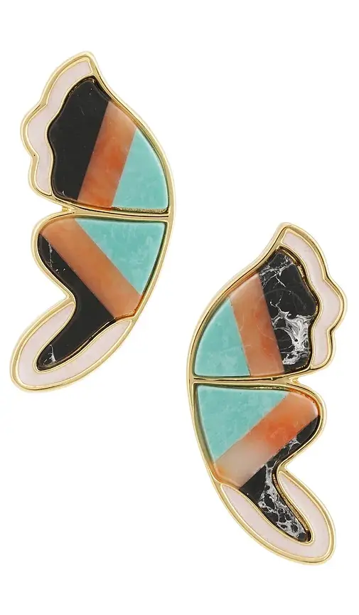 Lele Sadoughi Wild Butterfly Wing Button Earrings