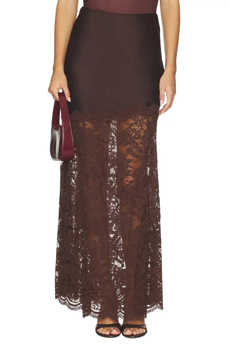 Perrine Lace Satin Skirt