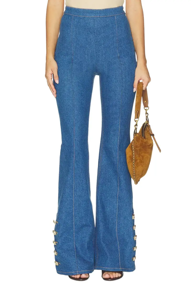 Nadine Merabi Charlotte Vintage Wash Denim Trousers