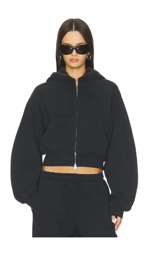 Zip-up Hoodie With Faux Fur Hood Zip-up Hoodie With Faux Fur Hood
