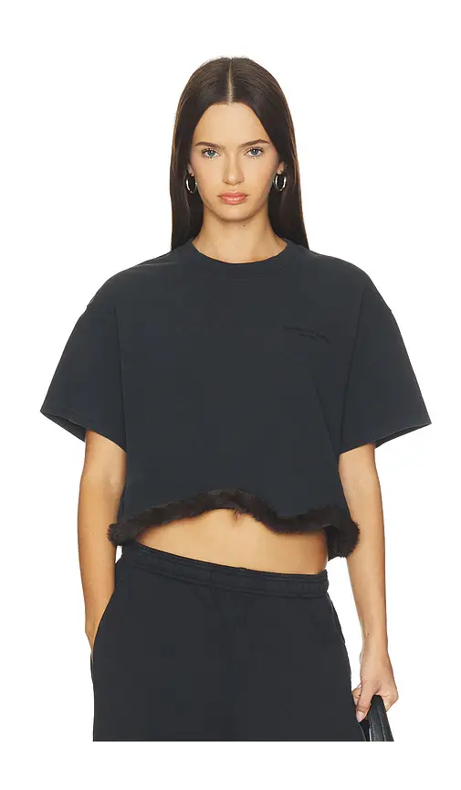 Alexander Wang T-shirt With Faux Fur Trim | Thumbnail 2 Alexander Wang T-shirt With Faux Fur Trim | Thumbnail 2