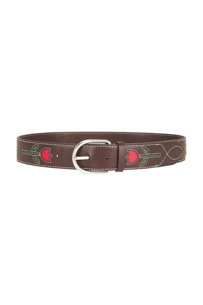 Loeffler Randall Espresso Vachetta With Tulips And Silver Hardware Belt