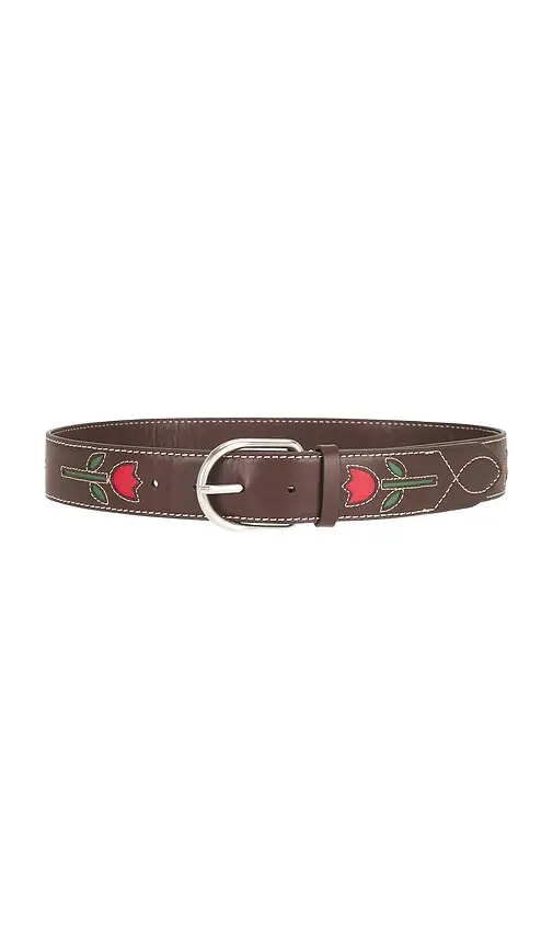 Loeffler Randall Espresso Vachetta With Tulips And Silver Hardware Belt