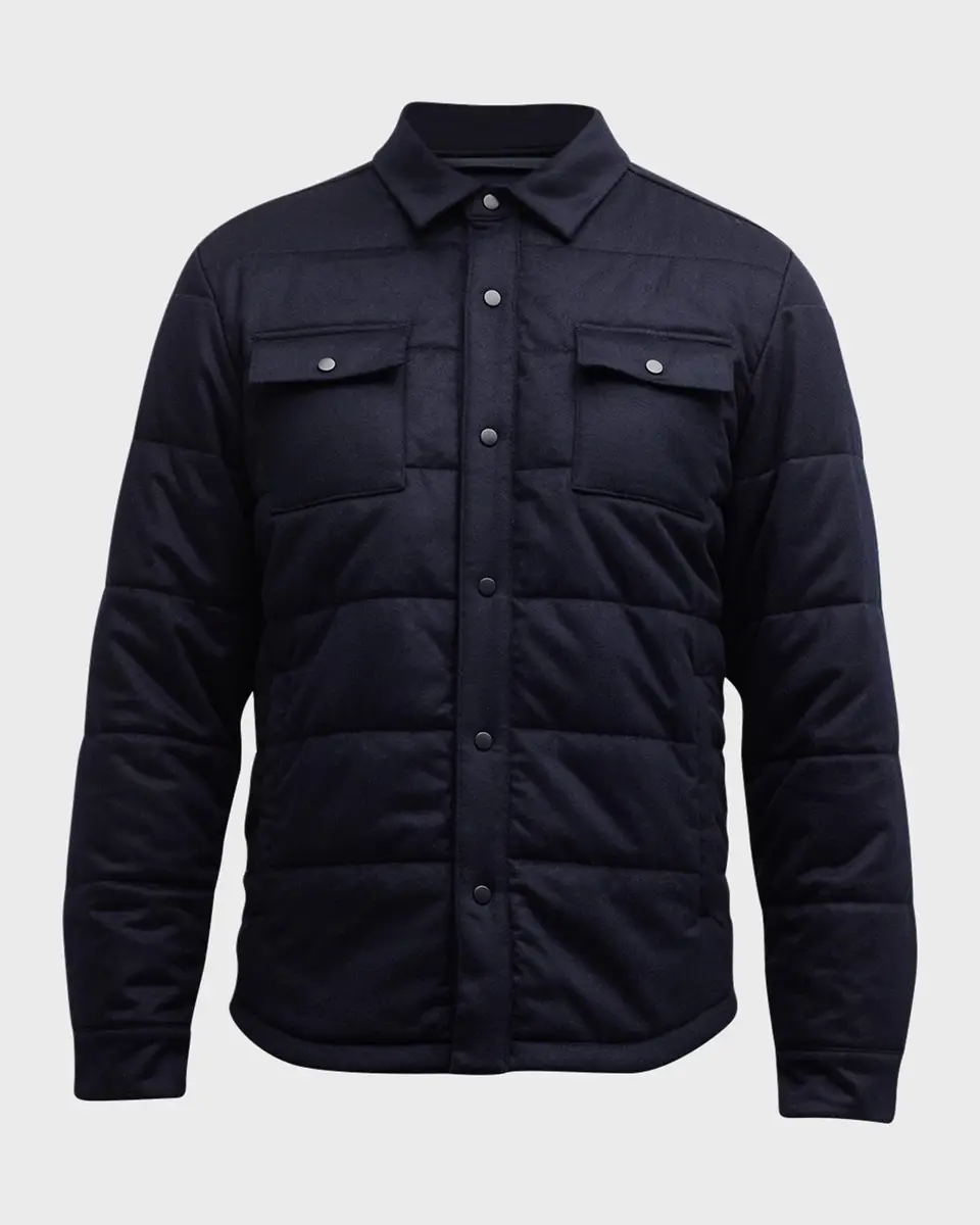 Neiman Marcus Men's Wool Padded Shirt Jacket | Thumbnail 2 Neiman Marcus Men's Wool Padded Shirt Jacket | Thumbnail 2