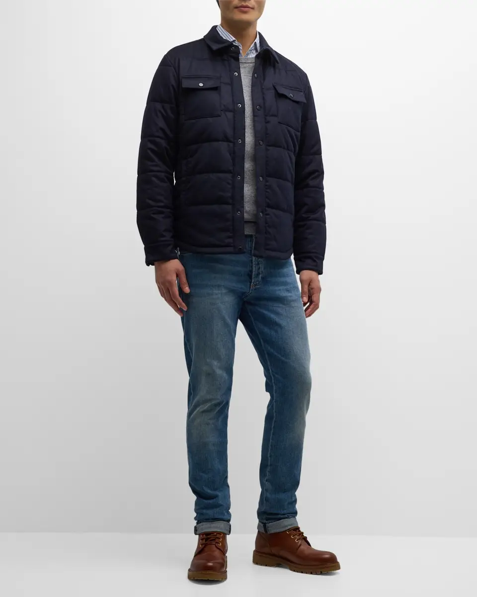 Neiman Marcus Men's Wool Padded Shirt Jacket | Thumbnail 3 Neiman Marcus Men's Wool Padded Shirt Jacket | Thumbnail 3