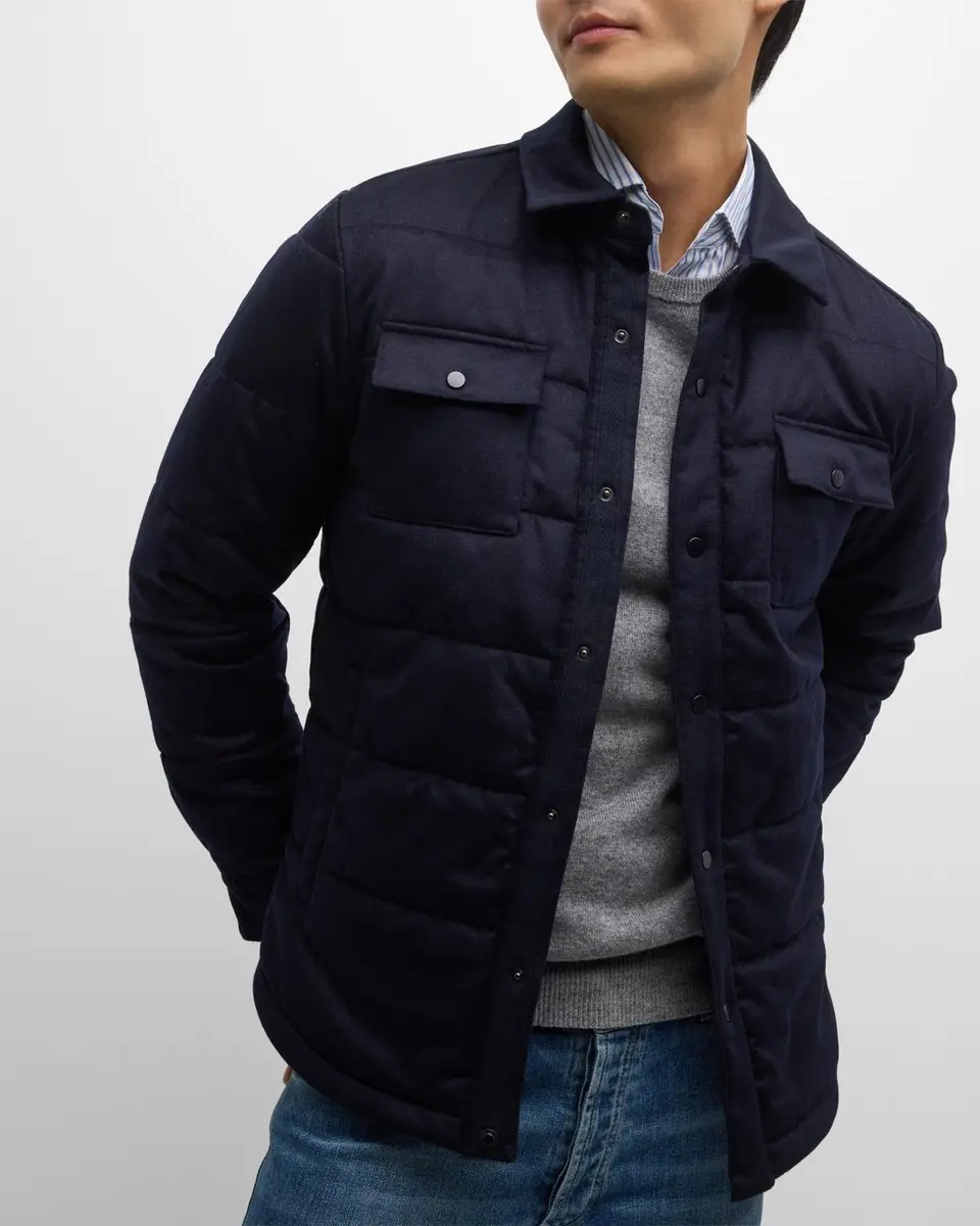 Neiman Marcus Men's Wool Padded Shirt Jacket | Thumbnail 6 Neiman Marcus Men's Wool Padded Shirt Jacket | Thumbnail 6