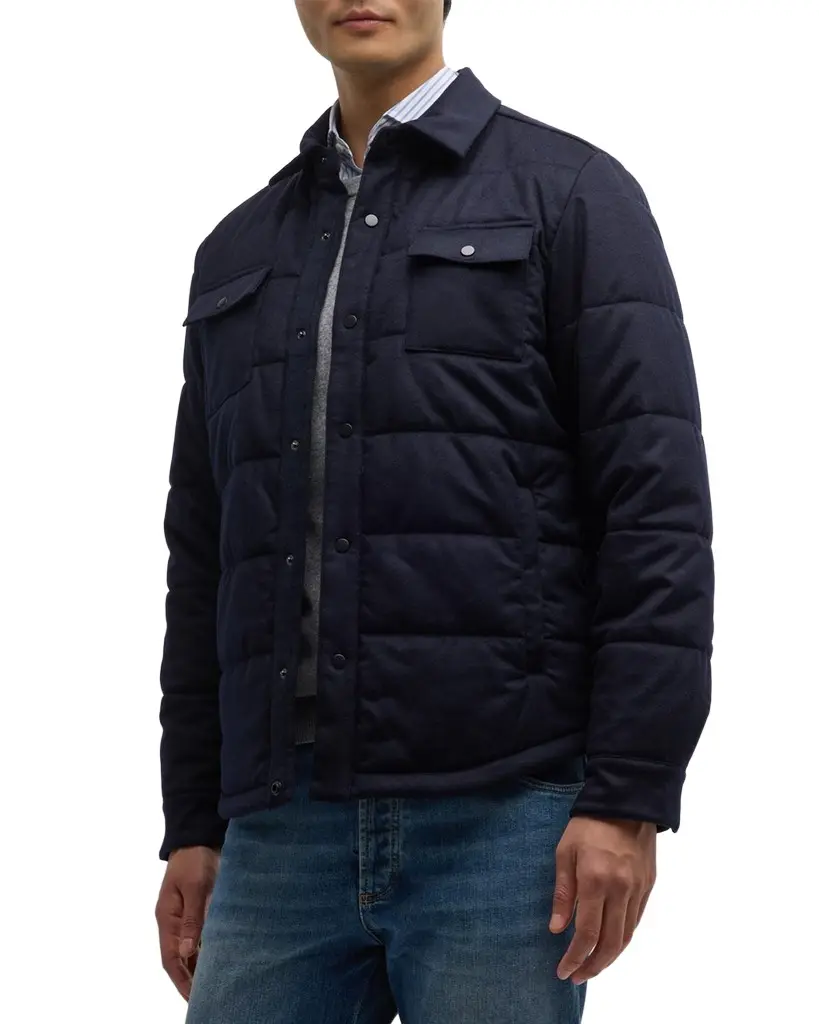 Neiman Marcus Men's Wool Padded Shirt Jacket
