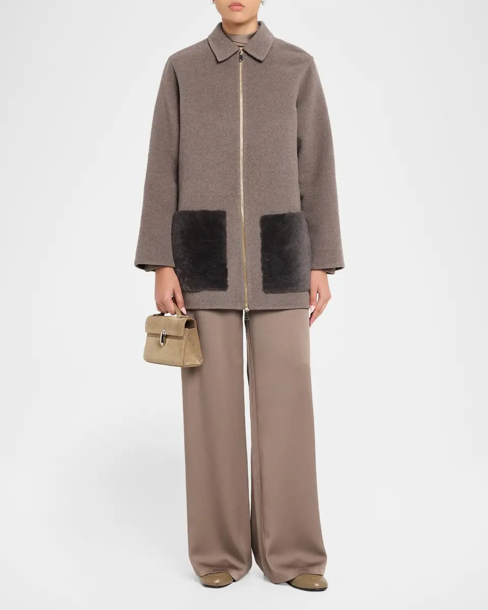 Fabiana Filippi Shearling Patch Pocket Wool-Cashmere Coat | Thumbnail 2 Fabiana Filippi Shearling Patch Pocket Wool-Cashmere Coat | Thumbnail 2