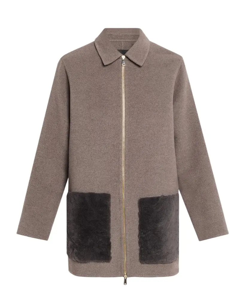 Fabiana Filippi Shearling Patch Pocket Wool-Cashmere Coat