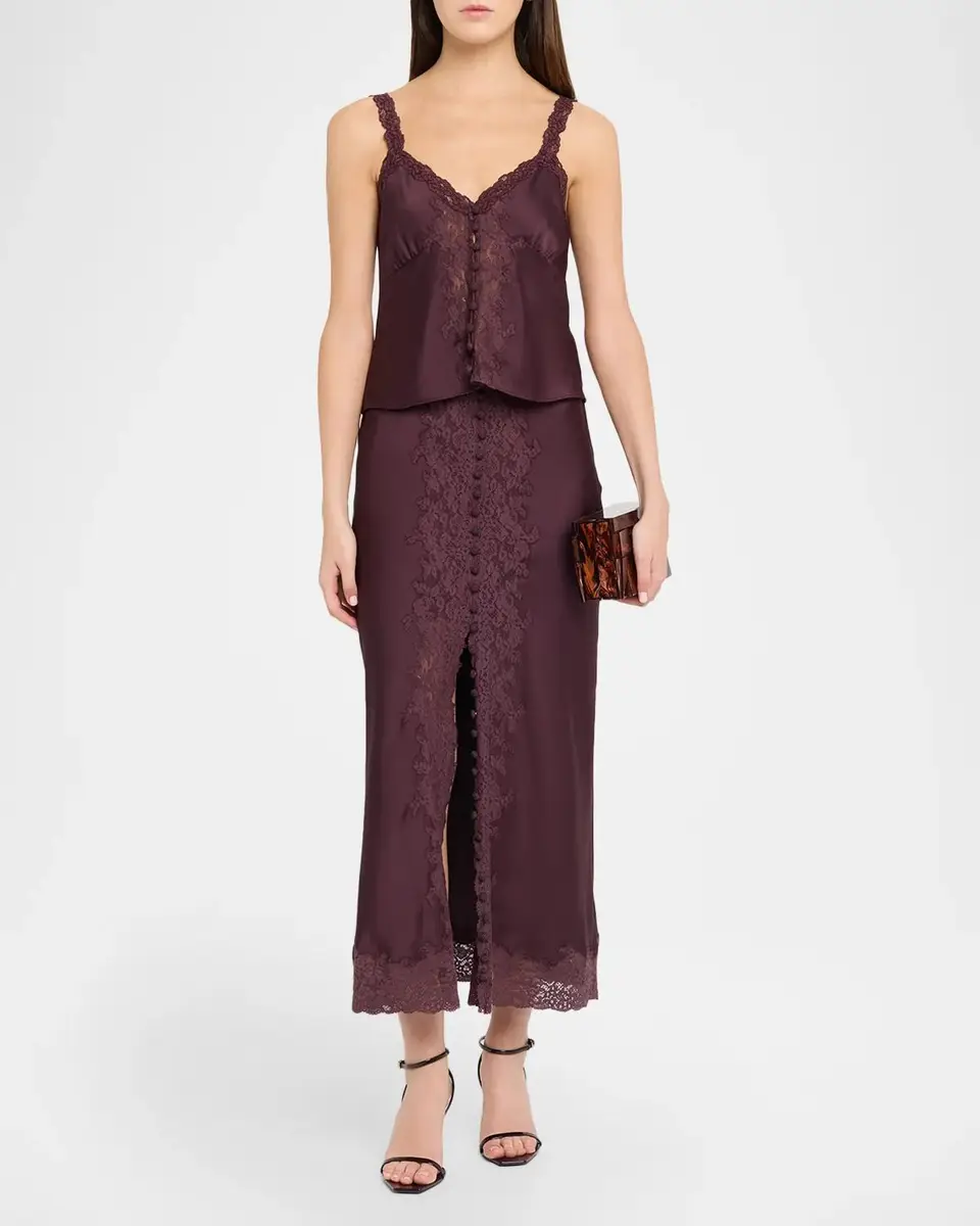 LoveShackFancy Effy Lace-Trim Crepe Top | Thumbnail 2 LoveShackFancy Effy Lace-Trim Crepe Top | Thumbnail 2