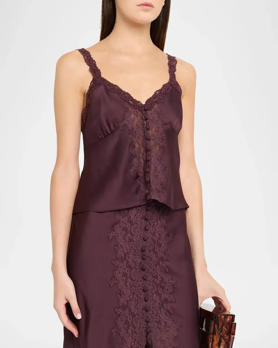 LoveShackFancy Effy Lace-Trim Crepe Top | Thumbnail 4 LoveShackFancy Effy Lace-Trim Crepe Top | Thumbnail 4